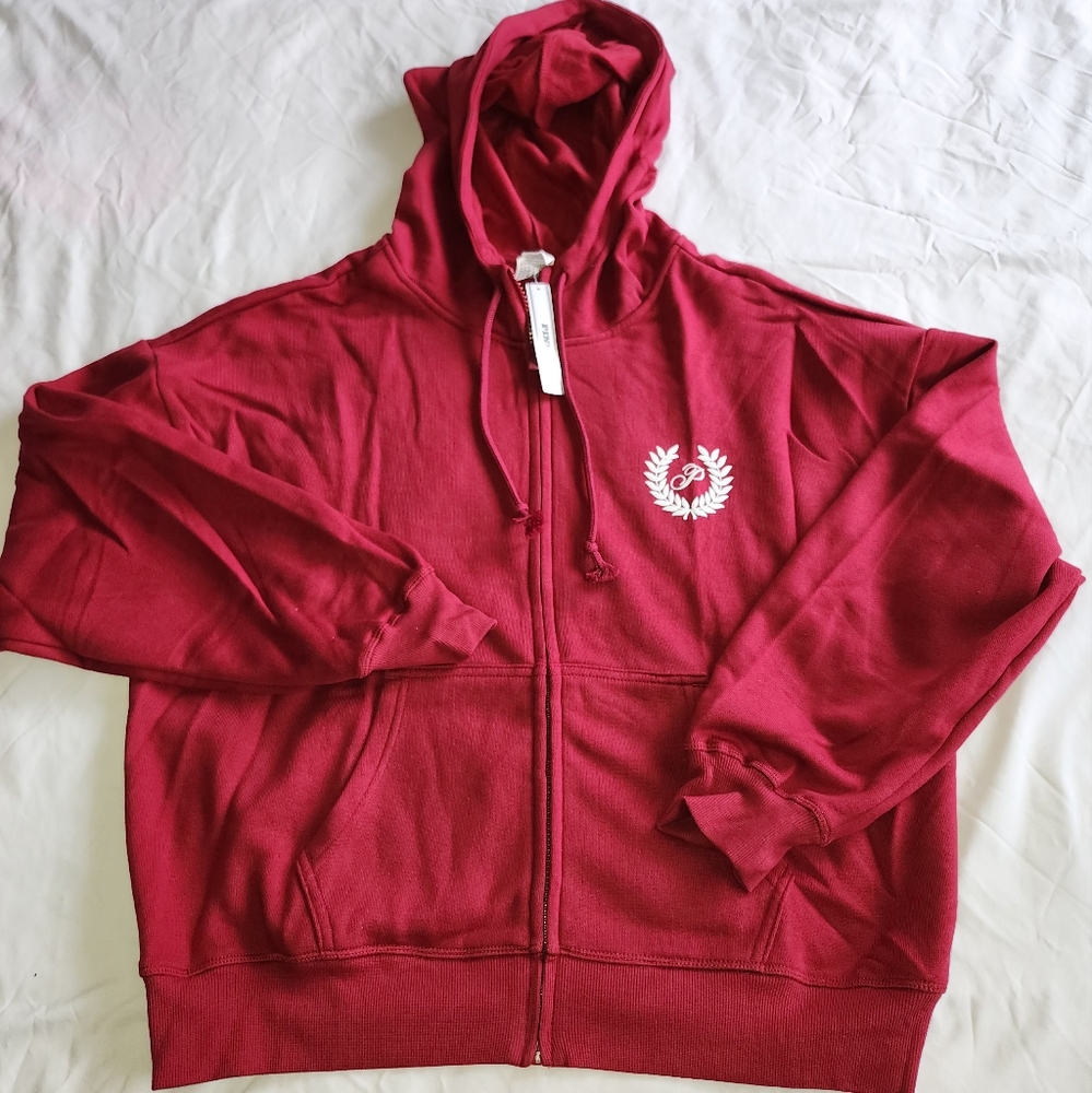 Victoria's Secret PINK Red Zip-Up Hoodie size Medium NWT - Picture 4 of 10